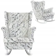 Fotele - Fotel uszak bujany print marmur elegancki urodziny - miniaturka - grafika 1