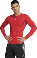 Koszulki męskie - Koszulka męska adidas Techfit Long Sleeve Tee czerwona JP2926 L - miniaturka - grafika 1