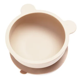 Silikonowa, okrągła miska Brun z przyssawką dla dzieci do zup, musów, kolor beż, 300 ml - Miseczki i talerzyki dla dzieci - miniaturka - grafika 1
