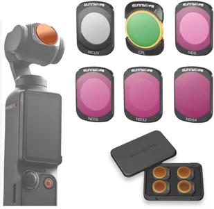 ZESTAW 6 FILTRÓW DO DJI OSMO POCKET 3 - CPL / MCUV / ND8 / ND16 / ND32 / ND64 + ETUI - Akcesoria do kamer sportowych - miniaturka - grafika 1
