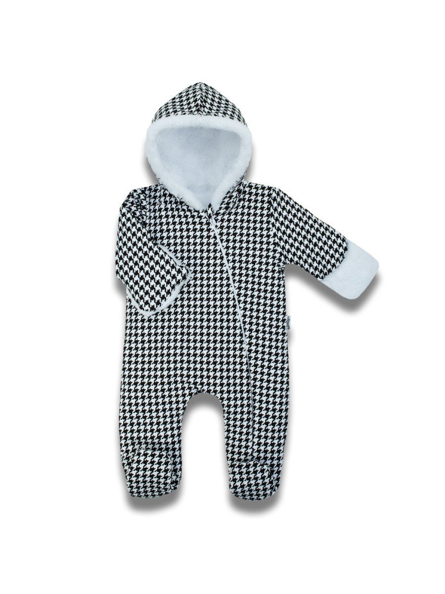 Niemowlęcy kombinezon dresowy z luną w pepitkę biały Nicol,r.68