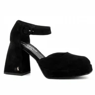 Sandały damskie - Czarne sandały na słupku CARINII - Carinii - miniaturka - grafika 1