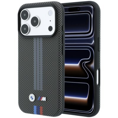 Etui BMW M Quadrille Kevlar Tricolor Print Lines MagSafe do Apple iPhone 17 Pro/18 Pro Antracytowy