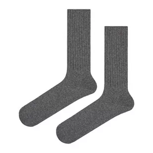 Skarpety wełniane grube szare w prążek EM 6 - EM Men's Accessories - Skarpetki męskie - miniaturka - grafika 1