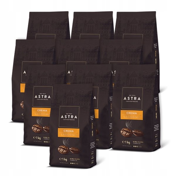 Zestaw 10x Kawa Astra Łagodna Crema ziarnista 1kg