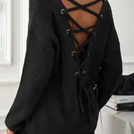 Swetry damskie - TEMU Elegancka Damska Kurtka Sweter z Dekoltem w Serek, Zamek z TyﾅＶ i Wiﾄ�zaniem - CiepﾅＺ Kardigan na Zimﾄ�, ZﾅＰte Guziki, Moﾅｼliwoﾅ崙� Prania w Pralc - miniaturka - grafika 1