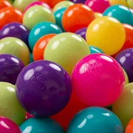 Suche baseny - KiddyMoon, plastikowe piłeczki 7cm jasny zielony-żółty-turkus-pomarańcz-ciemny róż-fiolet 50 - miniaturka - grafika 1