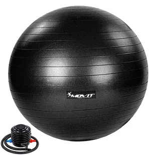 Movit Piłka gimnastyczna z pompką 65 cm czarna M75549 - Piłki do ćwiczeń - miniaturka - grafika 1