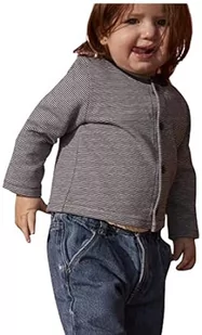Petit Bateau Dziewczęcy kardigan niemowlęcy z dzianiny w paski Milleraies z grubego dżerseju, Smoking/Marshmallow, 12 Miesiące - Swetry damskie - miniaturka - grafika 1