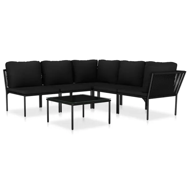 Zestaw Mebli Ogrodowych z PVC i Stalą, Czarno-Antracytowy, 190x200x65 cm