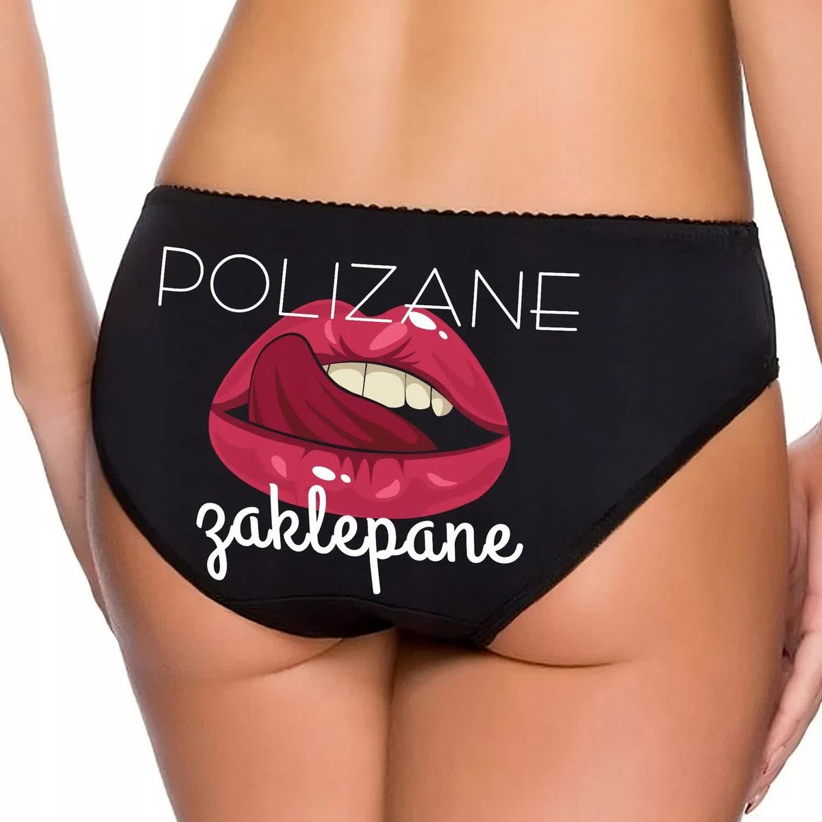 CZARNE MAJTKI Figi Dla Partnerki Na Walentynki POLIZANE ZAKLEPANE Wz Roz XL