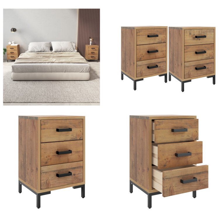 vidaXL Szafki nocne 2 szt. 40x30x55 cm z litego drewna sosnowego - Szafka nocna - Szafki nocne - Szafa - Szafka nocna