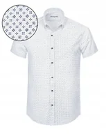 Koszule męskie - Koszula Męska z Krótkim Rękawem Biała Slim Fit Bawełniana Pako Jeans - miniaturka - grafika 1