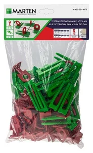 System poziomowania MIX: kliny 50 szt.+ klipsy czerwone 3mm 50 szt. - Narzędzia glazurnicze - miniaturka - grafika 1