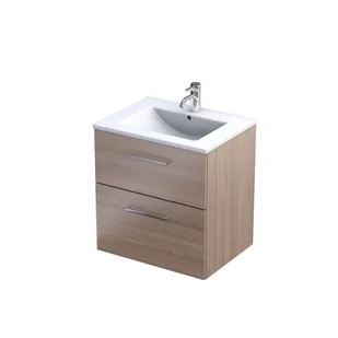 Szafka łazienkowa z umywalką Oristo Geo 60 cm dąb urban jasny KI01-ZD2S-60-81 - Szafki łazienkowe - miniaturka - grafika 1