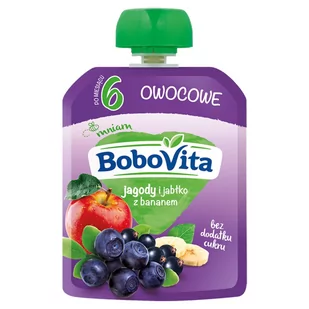 Nutricia BoboVita Deser w tubce jagody i jabłka z bananem po 6 miesiącu 80g - Desery dla dzieci - miniaturka - grafika 1