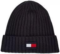 Czapki damskie - Tommy Hilfiger TH100129 Męska prążkowana czapka beanie, Naszywka niebieska flaga, Rozmiar uniwersalny - miniaturka - grafika 1