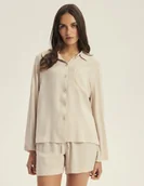 Piżamy damskie - Piżama damska długi rękaw Corenso Esotiq jasny beżowy S - miniaturka - grafika 1