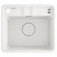 Zlewozmywaki - DEANTE Zlewozmywak 50x44 MOMI alabaster, elementy stalowe, k.pneum. ZKM_A103 - miniaturka - grafika 1