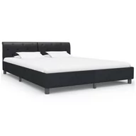 Łóżka - vidaXL Rama łóżka, czarna, sztuczna skóra, 160 x 200 cm - miniaturka - grafika 1