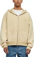 Bluzy męskie - Urban Classics Męska bluza z kapturem Heavy Sand Washed 90's Zip Hoody, beżowy (Unionbei), L - miniaturka - grafika 1