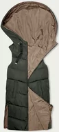 Kamizelki damskie - Długa kamizelka damska dwustronna khaki-beż (B8248-11) - S'WEST - miniaturka - grafika 1