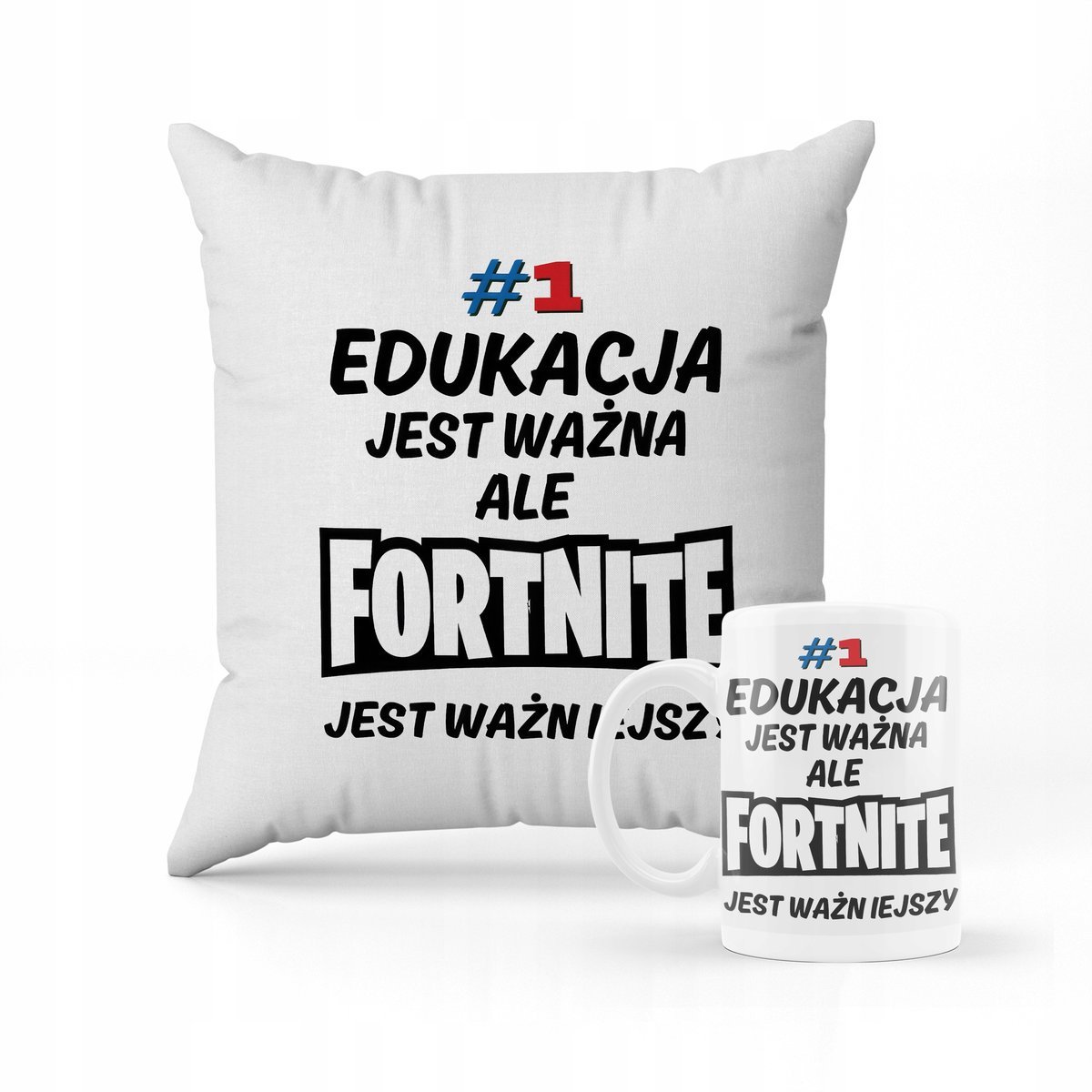 ZESTAW PODUSZKA + KUBEK FORTNITE + IMIĘ