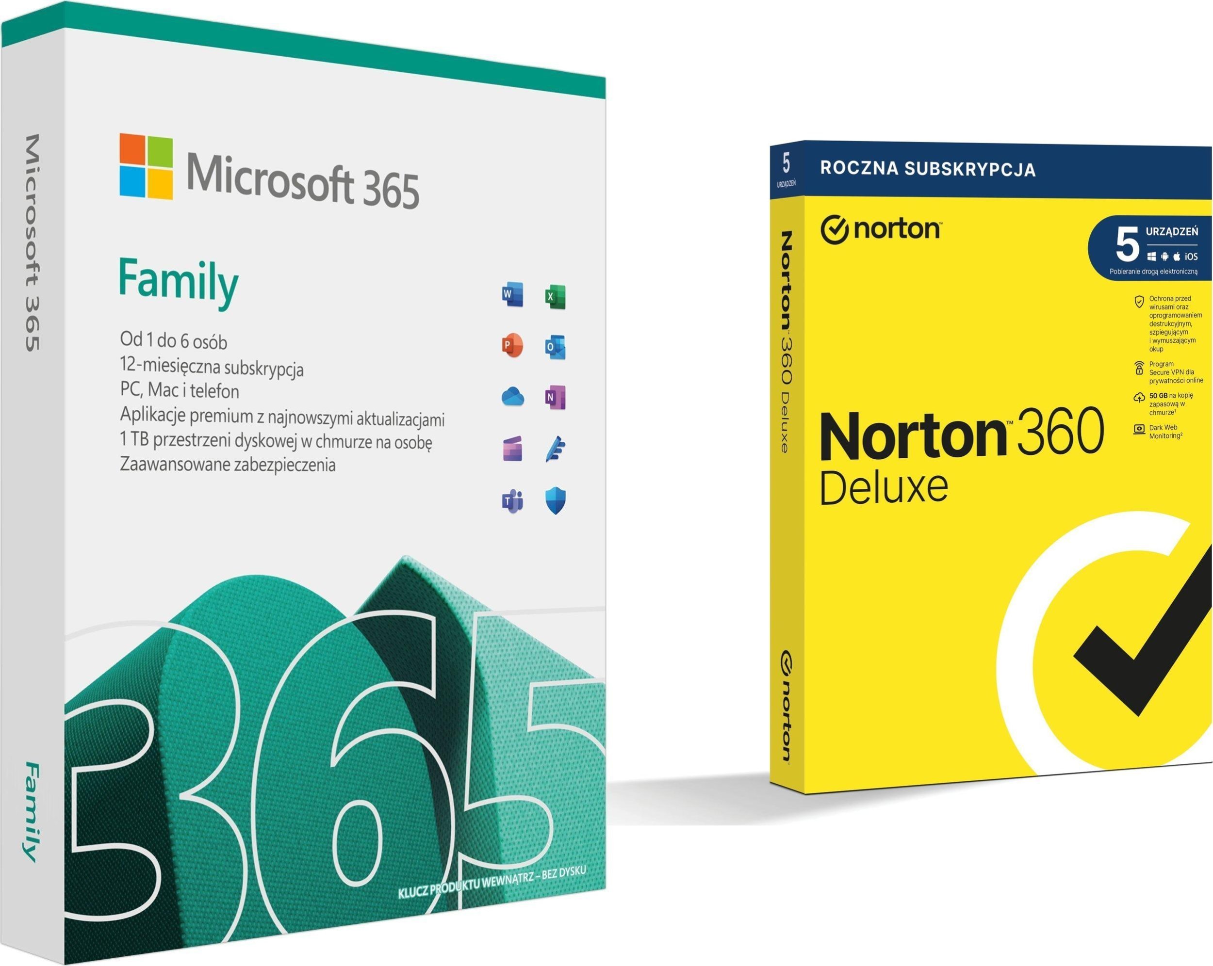 Microsoft 365 Family PL 6GQ-01940 + 360 Deluxe na 5 urządzeń na 12 miesięcy 21408667 M-9138485