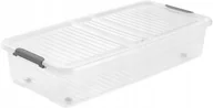 Pojemniki przemysłowe - Box with lid on wheels underbed box Leo 77x38x16 cm 33L transparent - miniaturka - grafika 1