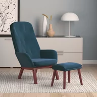 Fotele - Lumarko Fotel z podnóżkiem, niebieski, obity aksamitem - miniaturka - grafika 1
