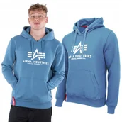 Bluzy męskie - Bluza z kapturem Alpha Industries Basic 178312 538 - Niebieska XXL [XXL] - miniaturka - grafika 1