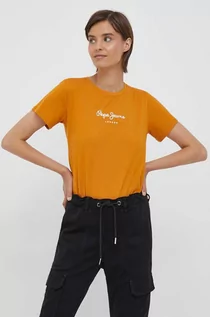 Koszulki sportowe damskie - Pepe Jeans t-shirt bawełniany Wendys kolor pomarańczowy - grafika 1