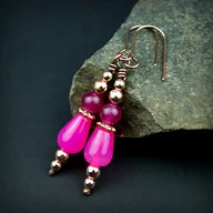 Kolczyki - Kolczyki z różowym agatem - miniaturka - grafika 1