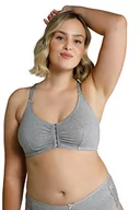 Biustonosze - Ulla Popken Damski biustonosz typu bustier, koronka, z przodu, bez fiszbinów, miseczka C-D, jasnoszary melange, 100 - miniaturka - grafika 1