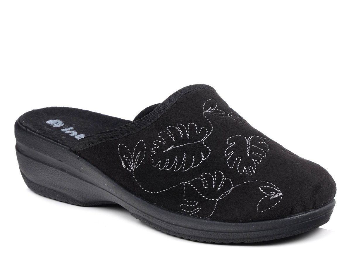 Kapcie damskie czarne Inblu LV-18 pantofle domowe zakryte na koturnie-41