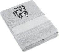 Ręczniki - Ręcznik frotte mozaika z napisem BERAN - Ręcznik - 50x100 cm - jasnoszary - miniaturka - grafika 1