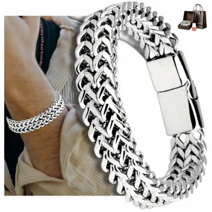 PEŁNA Bransoleta Srebrna Męska Bransoletka Na Prezent TYTANOWA Diamentowana - Bransolety męskie - miniaturka - grafika 1