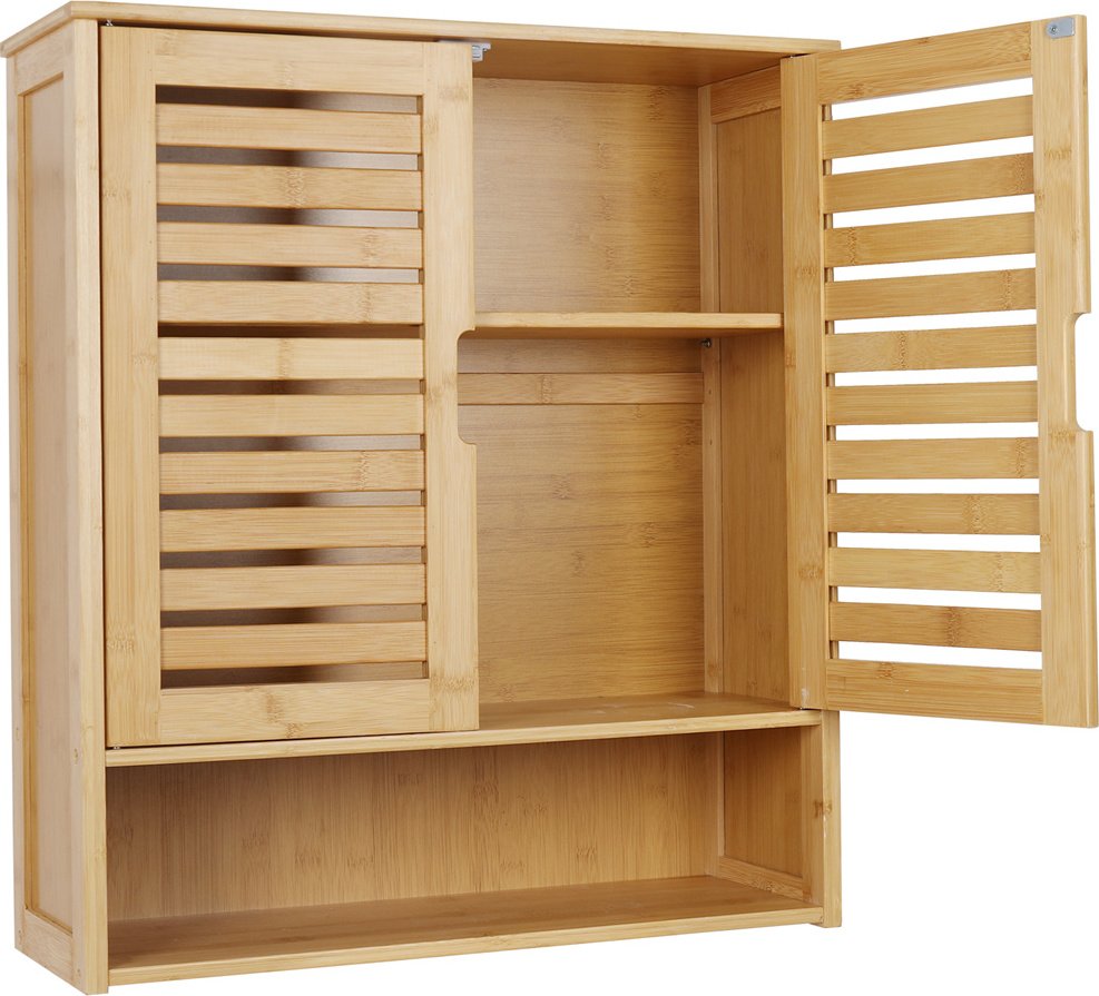 Szafki łazienkowe WISFOR Szafka łazienkowa wisząca Szafka łazienkowa wisząca z 2 drzwiami i regulowanymi półkami, 59 x 20,5 x 66,5 cm