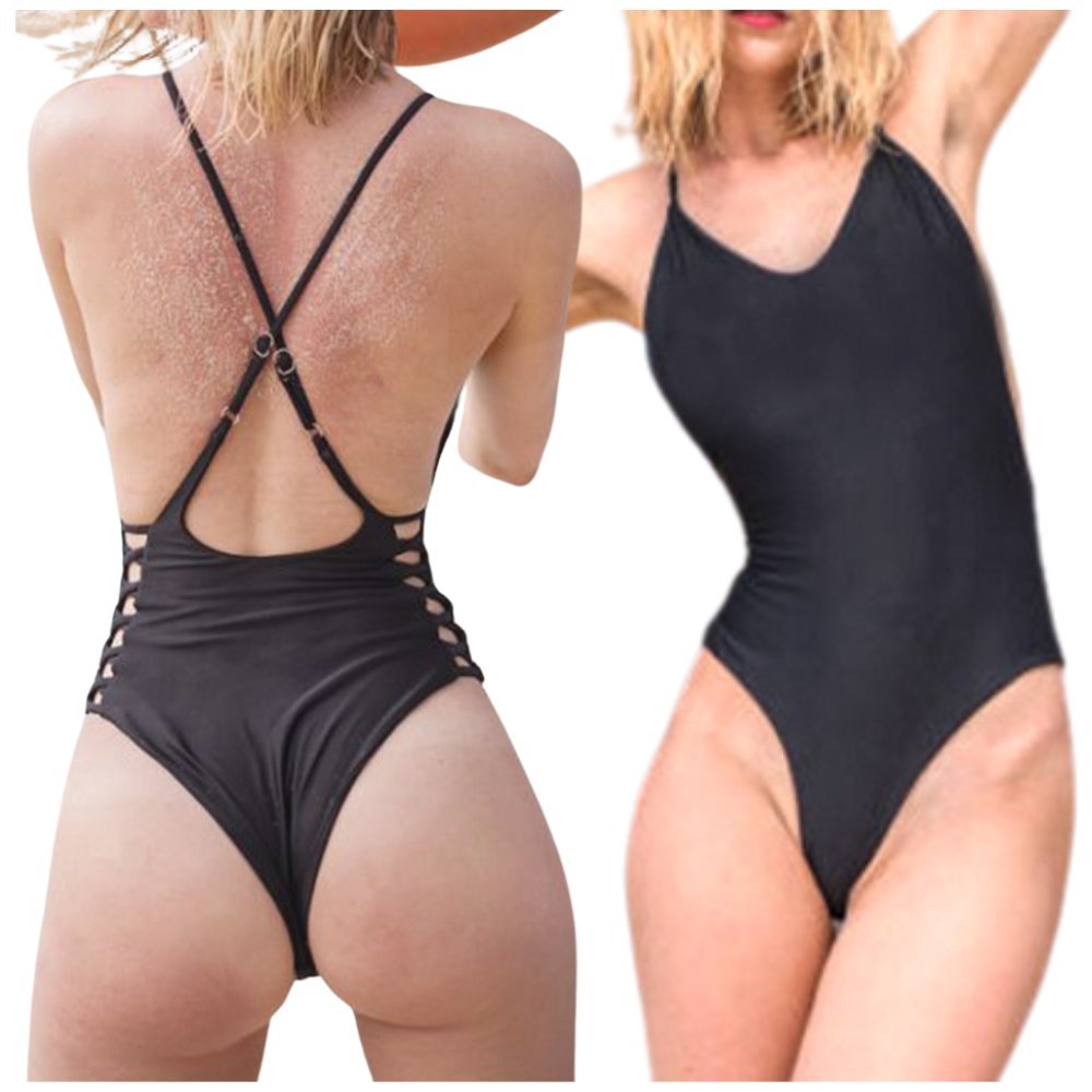 Strój Kąpielowy Sapphire, Jednoczęściowy Monokini, Czarny, Rozmiar S