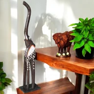 Figurki dekoracyjne - Słoń Słonik Figurka Drewniana 80 cm Dekoracja Prezent Ozdoba Wnętrz Etno - miniaturka - grafika 1