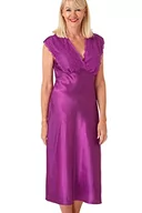 Piżamy damskie - Marlon Damska koszula nocna Julia Jedwabista Satyna i Kwiatowa Koronka, fuksja, 44-46 - miniaturka - grafika 1