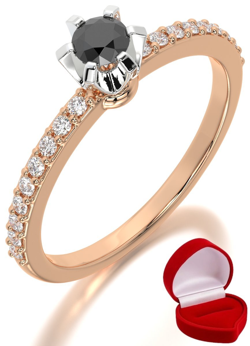 ZŁOTY PIERŚCIONEK ZARĘCZYNOWY 585 14k BRYLANT CZ. 0,14 ct RÓŻOWE ZŁOTO R12