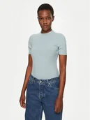 Koszulki i topy damskie - Calvin Klein T-Shirt K20K208052 Błękitny Slim Fit - miniaturka - grafika 1