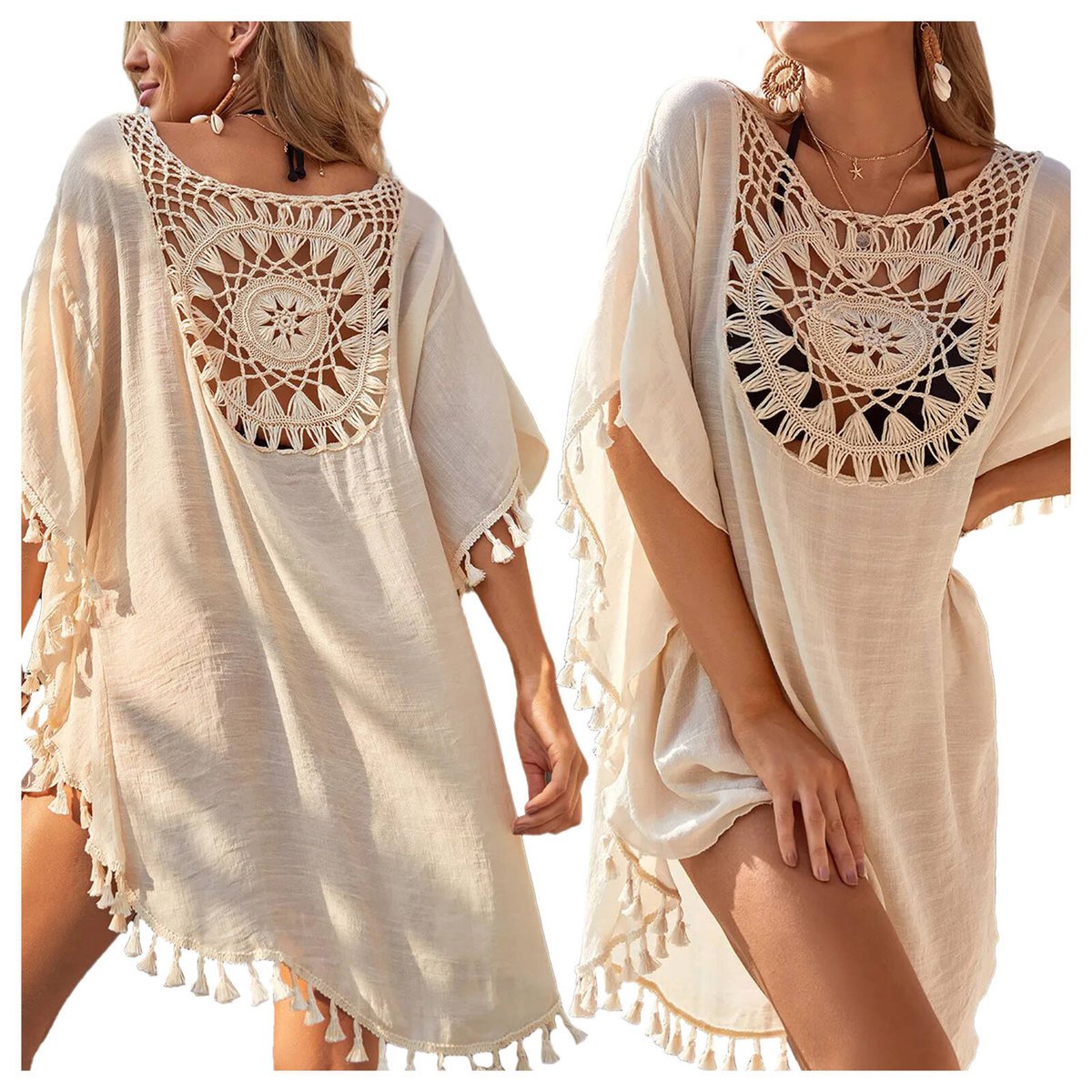 Pareo plażowe sukienka tunika boho frędzle