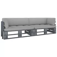 Sofy ogrodowe - VidaXL Sofa 2-os. z palet, z poduszkami, szara, drewno sosnowe  3066627 - miniaturka - grafika 1