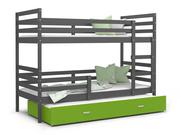 Łóżka dla dzieci i młodzieży - Łóżko piętrowe 190x80 szare zielone JACEK 3-osobowe - miniaturka - grafika 1