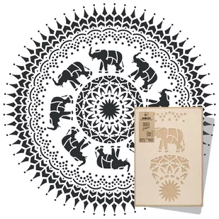 szablon malarski wielokrotny // MANDALA - SŁONIE - XXLARGE (średnica 220cm) - Szablony malarskie - miniaturka - grafika 1