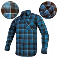 Odzież robocza - KOSZULA FLANELOWA męska robocza niebieska w kratę 100% Bawełna Ciepła XXL - miniaturka - grafika 1