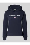 Bluzy damskie - Bluza o kroju regular fit z kapturem i nadrukiem z logo - Gant - miniaturka - grafika 1