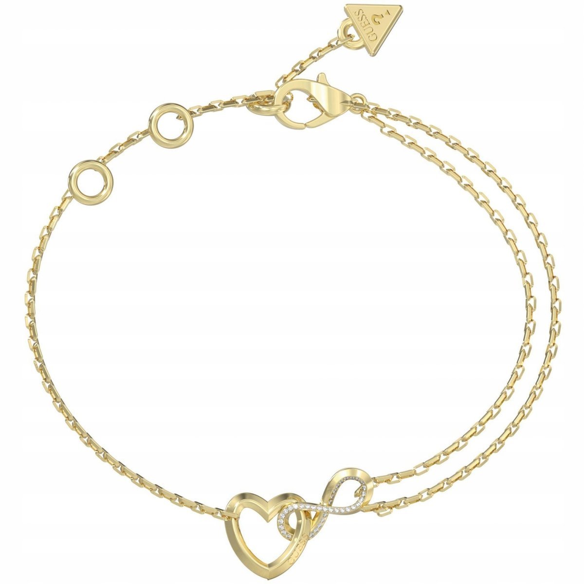 Bransoletka damska złota Guess cyrkonia serce JUBB05531JW-YG-S